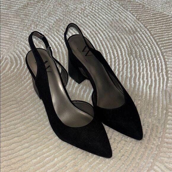 Worthington Black Suede Slingback Heels - Picture 1 of 9